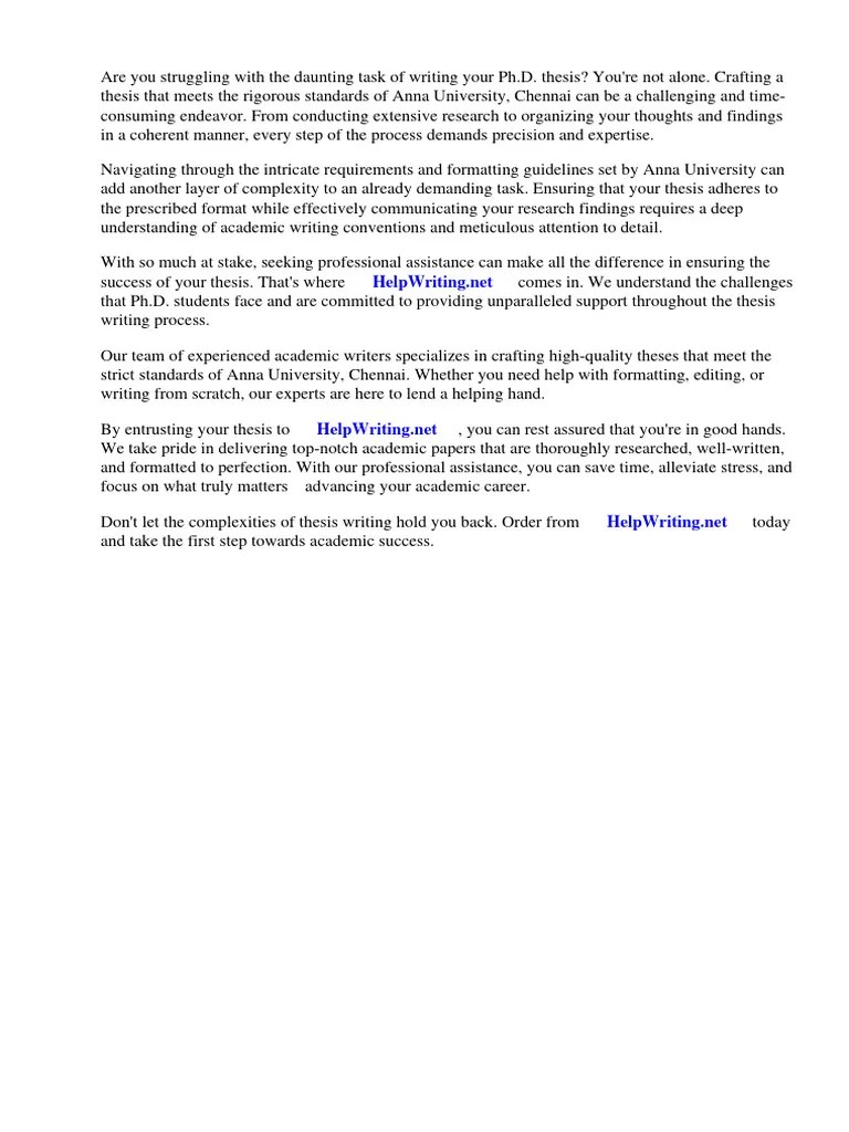 PHD Thesis Format Anna University Chennai | PDF | Thesis | Doctor Of ...