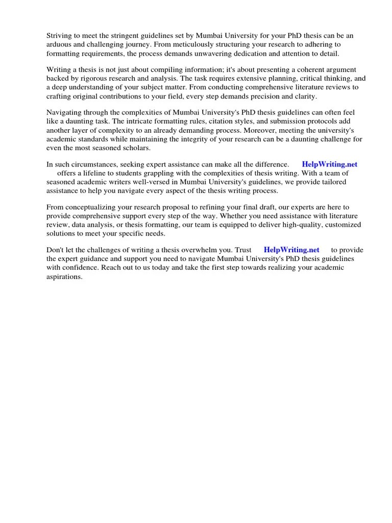 Mumbai University PHD Thesis Guidelines | PDF | Thesis | Doctor Of ...