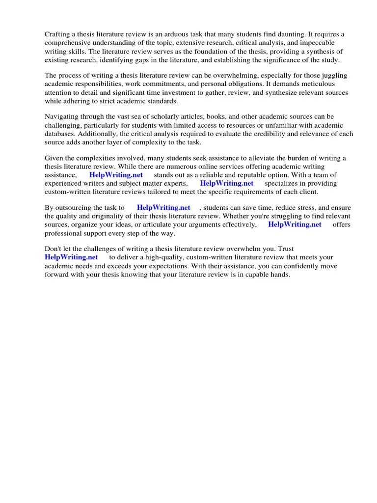 How To Write A Thesis Lit Review | PDF | Thesis | Literature Review