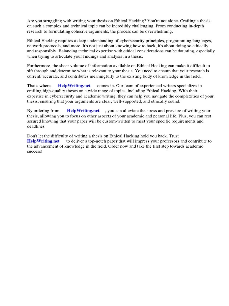 Thesis Ethical Hacking | PDF | Security Hacker | White Hat (Computer Security)