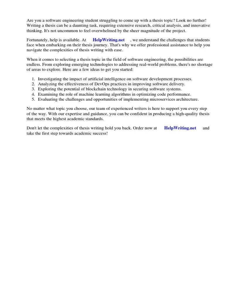 Software Engineer Thesis Ideas | PDF