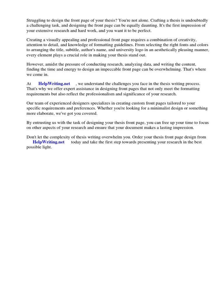 Thesis Front Page Design | PDF | Thesis | Websites