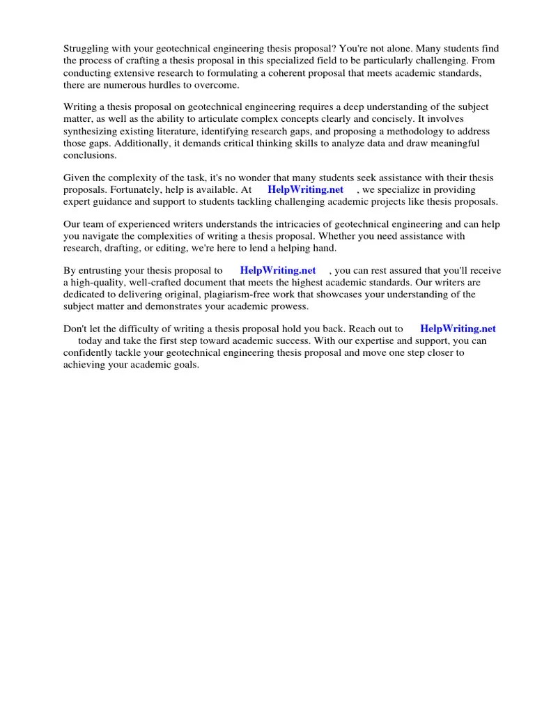 Thesis Proposal On Geotechnical Engineering | PDF