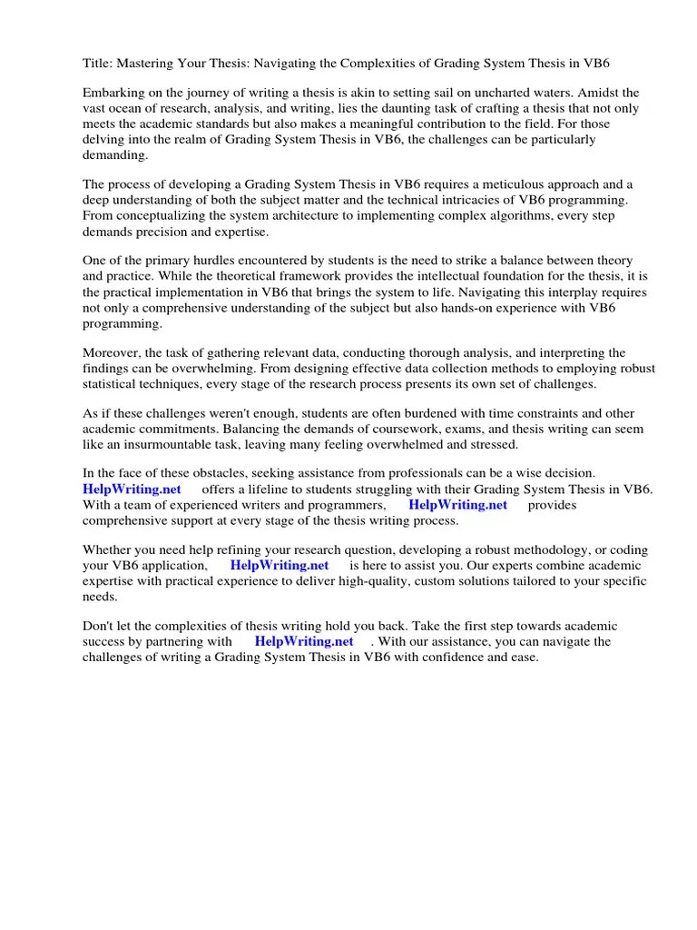Grading System Thesis Vb6 | PDF | Thesis | Educational Technology