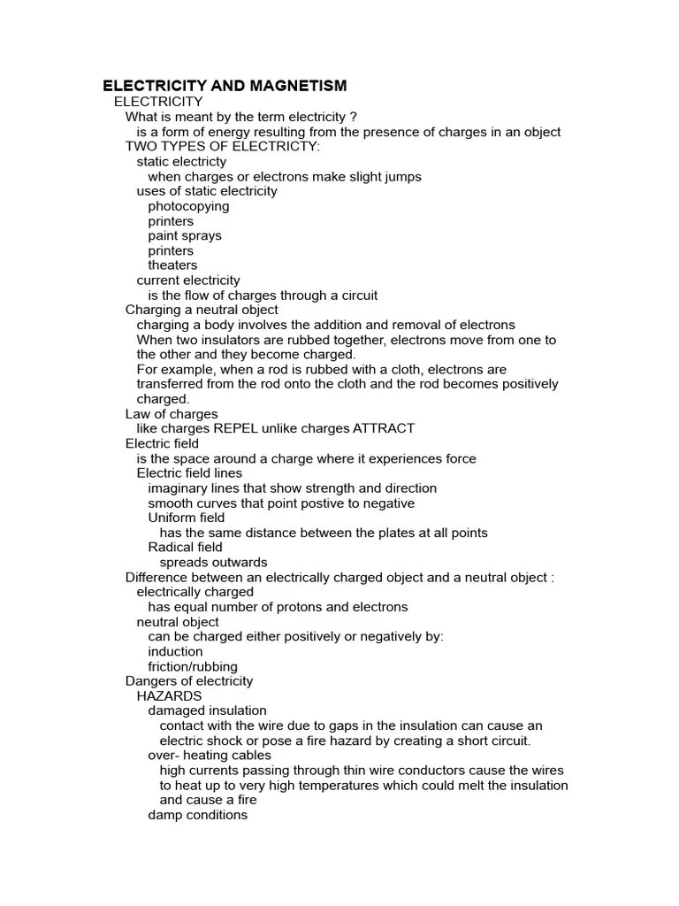 ELECTRICITY AND MAGNETISM | PDF