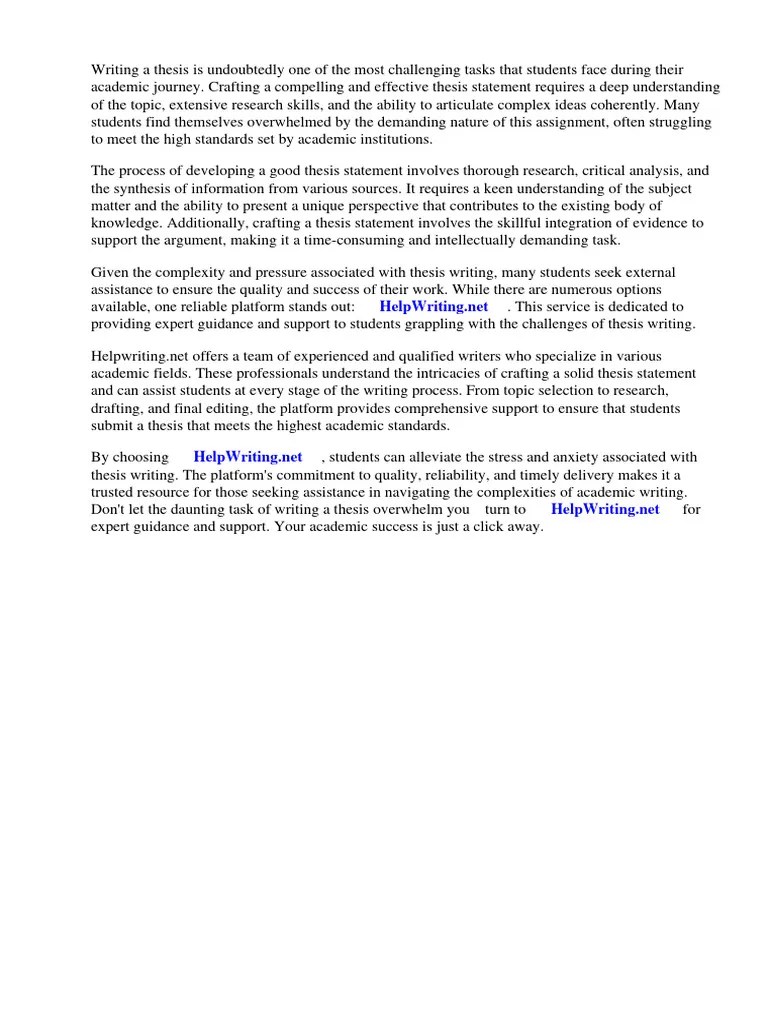 Guidelines For Writing A Good Thesis Statement | PDF