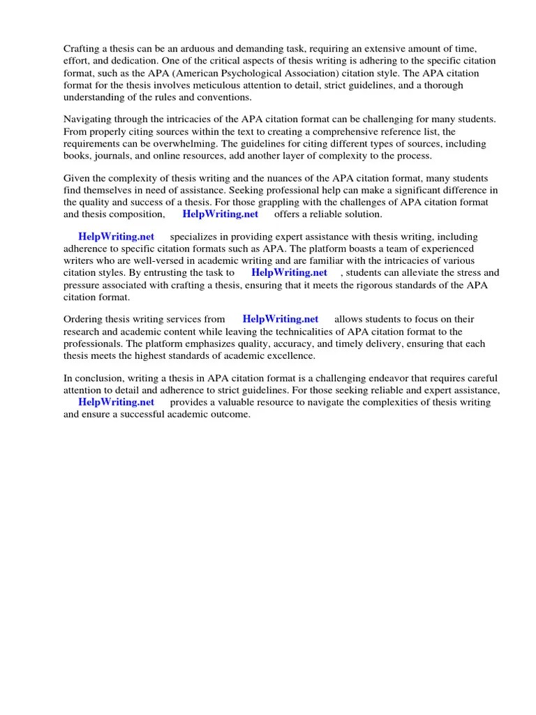 Apa Citation Format Thesis | Download Free PDF | Apa Style | Citation