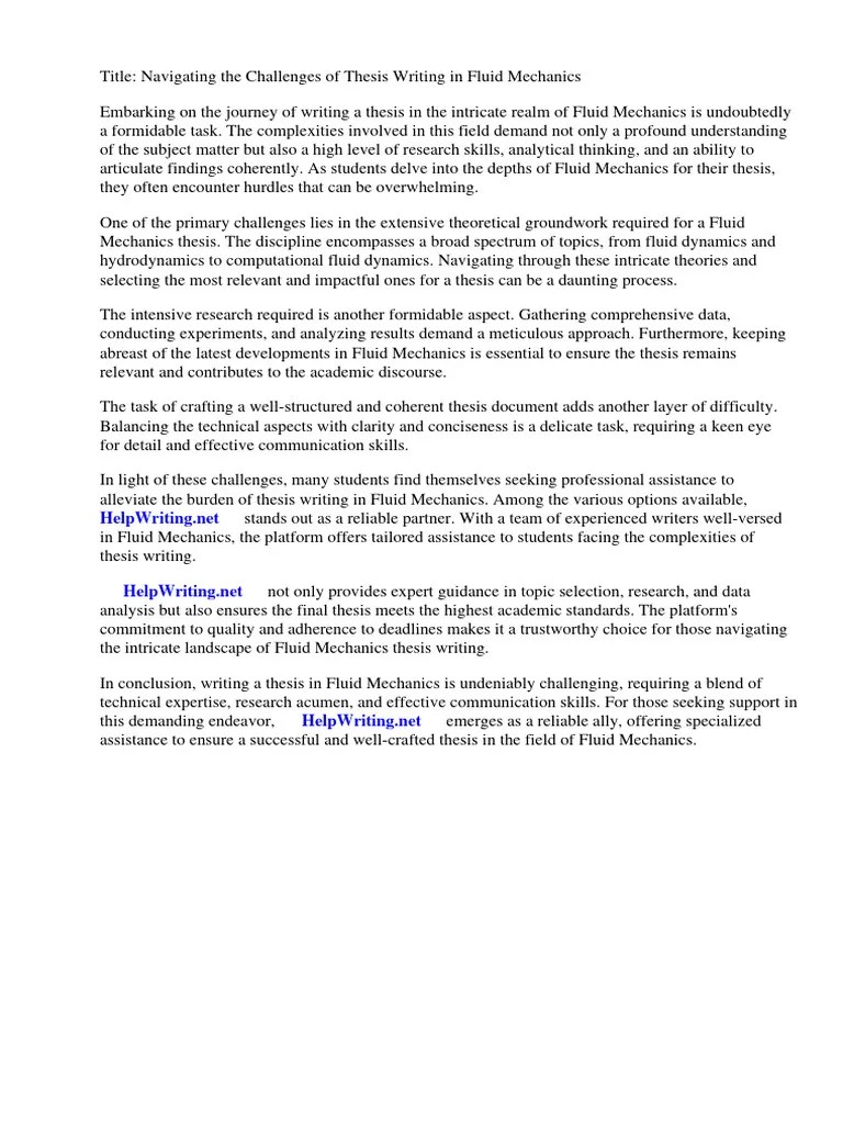 Thesis Fluid Mechanics | PDF