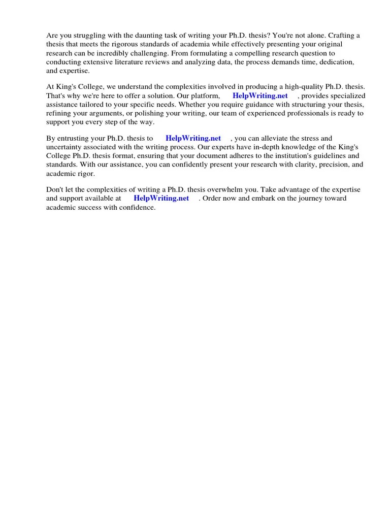 Kings College PHD Thesis Format | PDF | Thesis