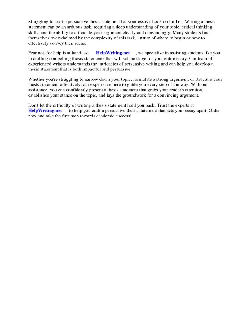 Examples Of Persuasive Thesis Statements For Essays | PDF | Essays ...