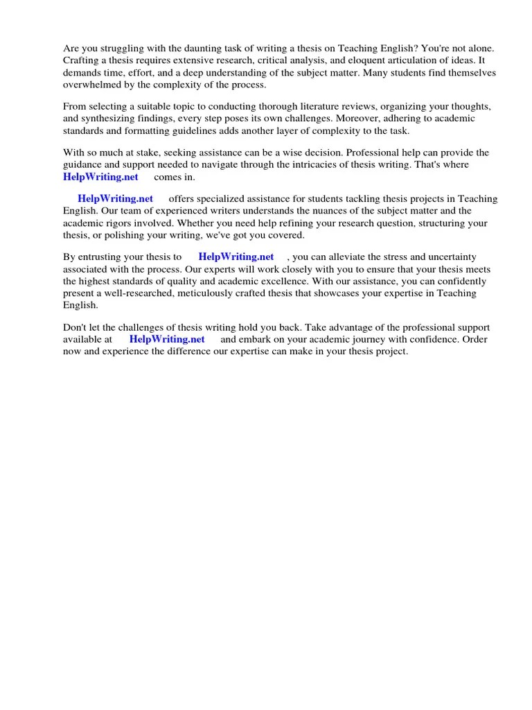 Thesis Teaching English | PDF | Thesis | Essays