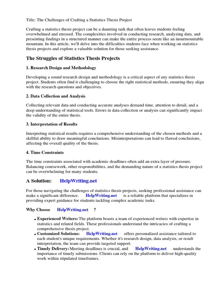 Statistics Thesis Projects | Download Free PDF | Statistics | Methodology