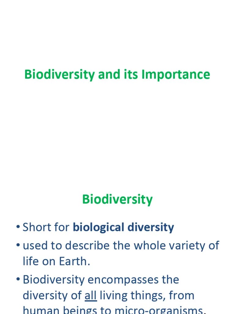 Biodiversity And Its Importance | PDF