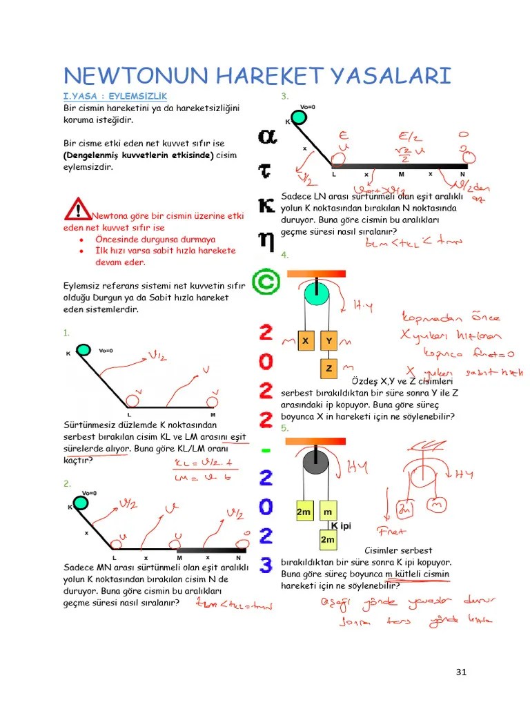 3.NEWTONUN HAREKET YASALARI | PDF