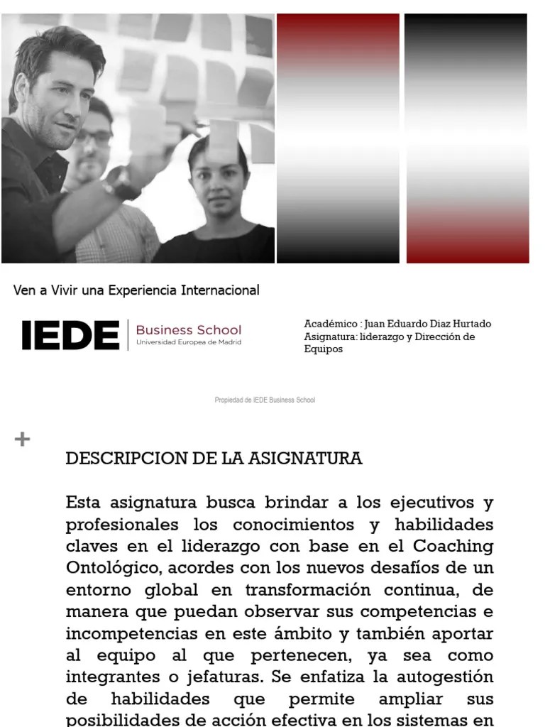 DIA 1 - 1 Presentación De Curso 1 | PDF | Liderazgo | Cognición