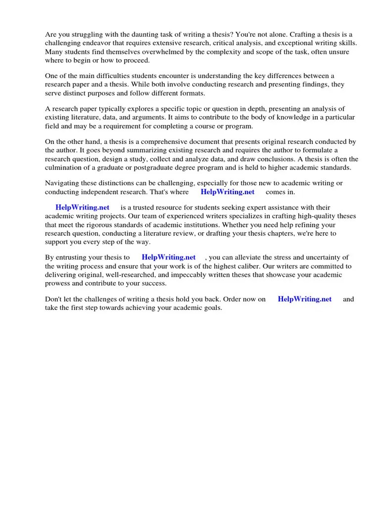 Difference Between Research Paper And Thesis PDF | PDF | Thesis ...