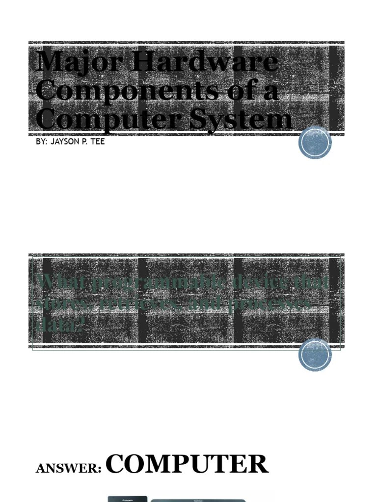Major Hardware Components Of A Computer | PDF