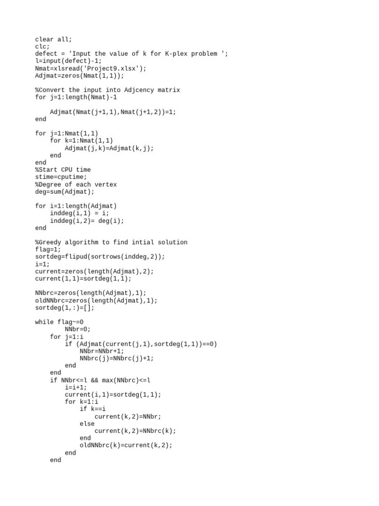 MATLAB Code | PDF | Algorithms And Data Structures | Combinatorics