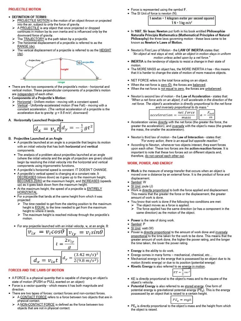 12genphys1 Handout | PDF | Force | Acceleration