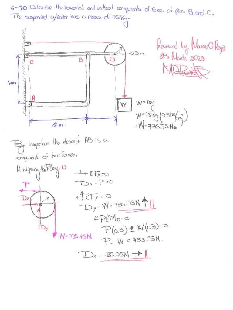 Hibbeler - Engineering Mechanics Statics - Chapter - 6 - P6.70 | PDF