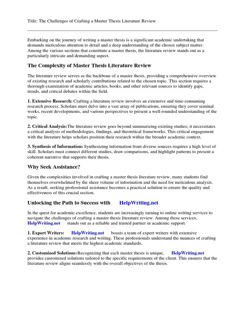 Master Thesis Literature Review | PDF
