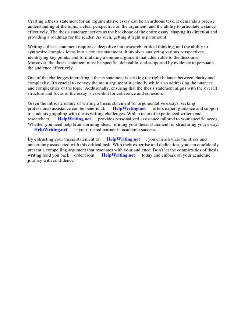 Thesis Statements Examples For Argumentative Essays | Download Free PDF ...