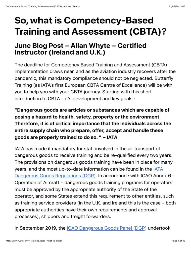 Competency Based Training & Assessment(CBTA), Are You Ready | PDF