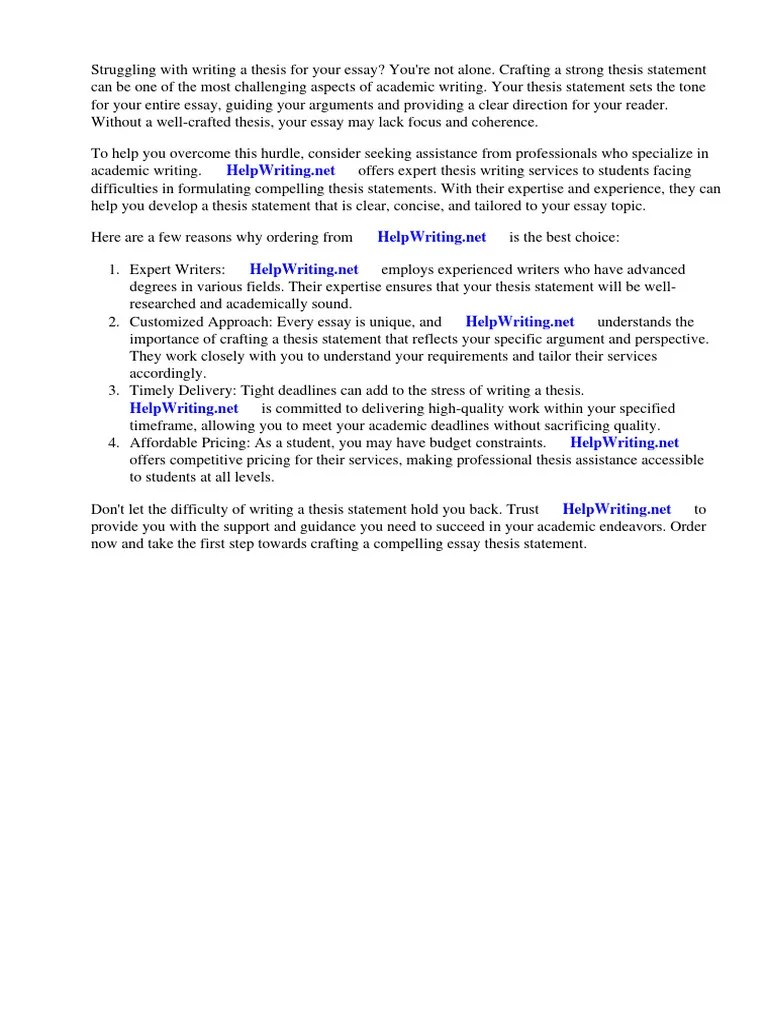 Essay Thesis Statements Examples | PDF | Essays | Thesis