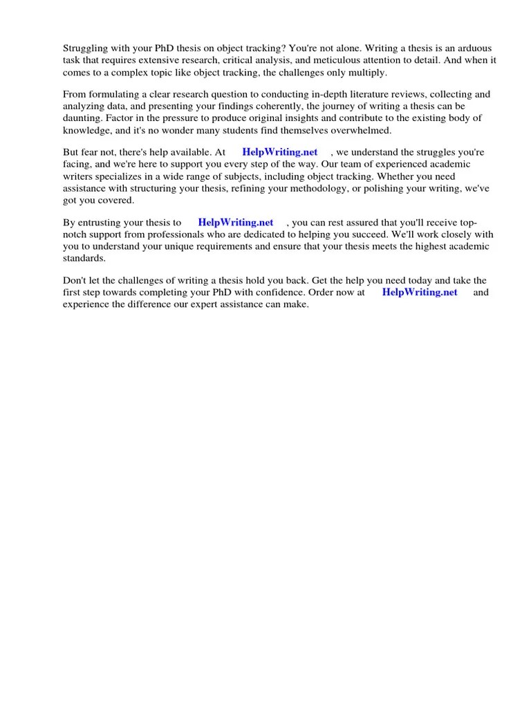 PHD Thesis On Object Tracking | Download Free PDF | Computer Vision ...