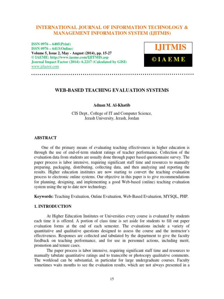 Web Based Teaching Evaluation Systems | PDF