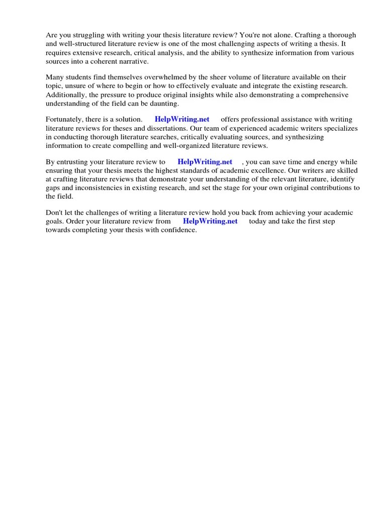 How To Write Review Of Literature In Thesis | Download Free PDF ...
