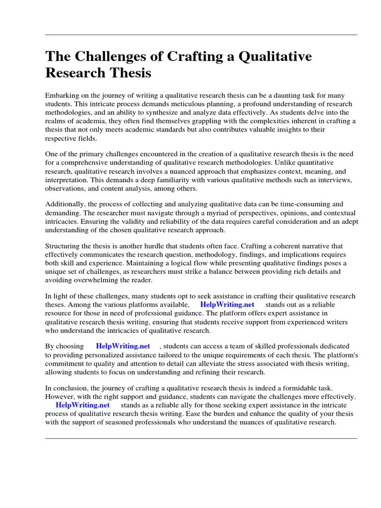 Example Of A Qualitative Research Thesis | PDF