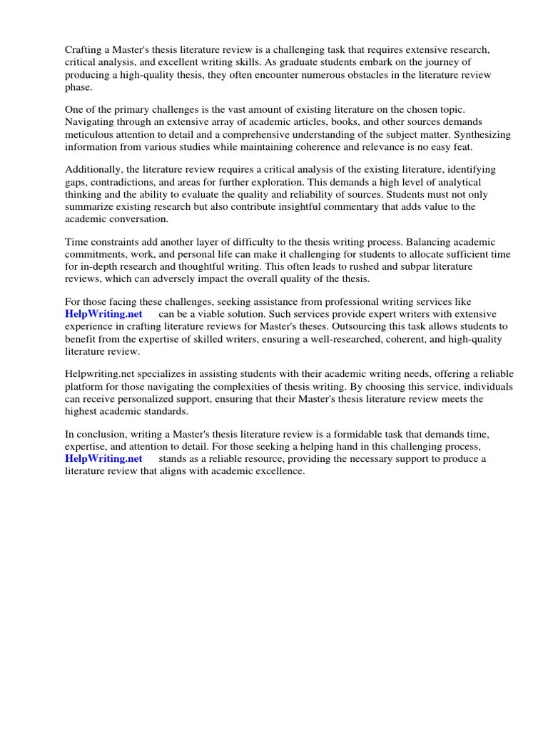 Ma Thesis Literature Review | PDF | Thesis | Academic Publishing