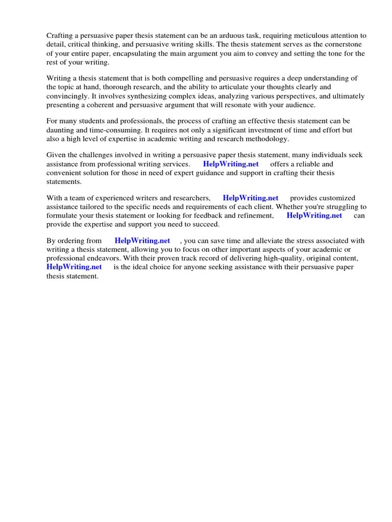 Persuasive Paper Thesis Statement | PDF | Essays | Thesis