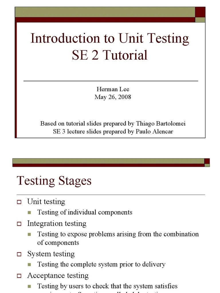 Introduction To Unit Testing: An Overview Of Unit Testing Stages ...