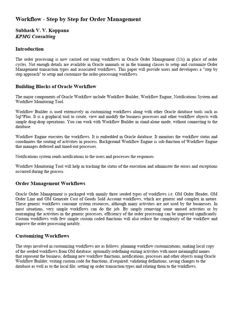 OM Workflow Step By Step | PDF | Databases | Pl/Sql