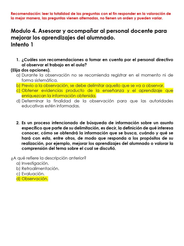 Respuestas Modulo 4 | PDF | Maestros | Evaluación