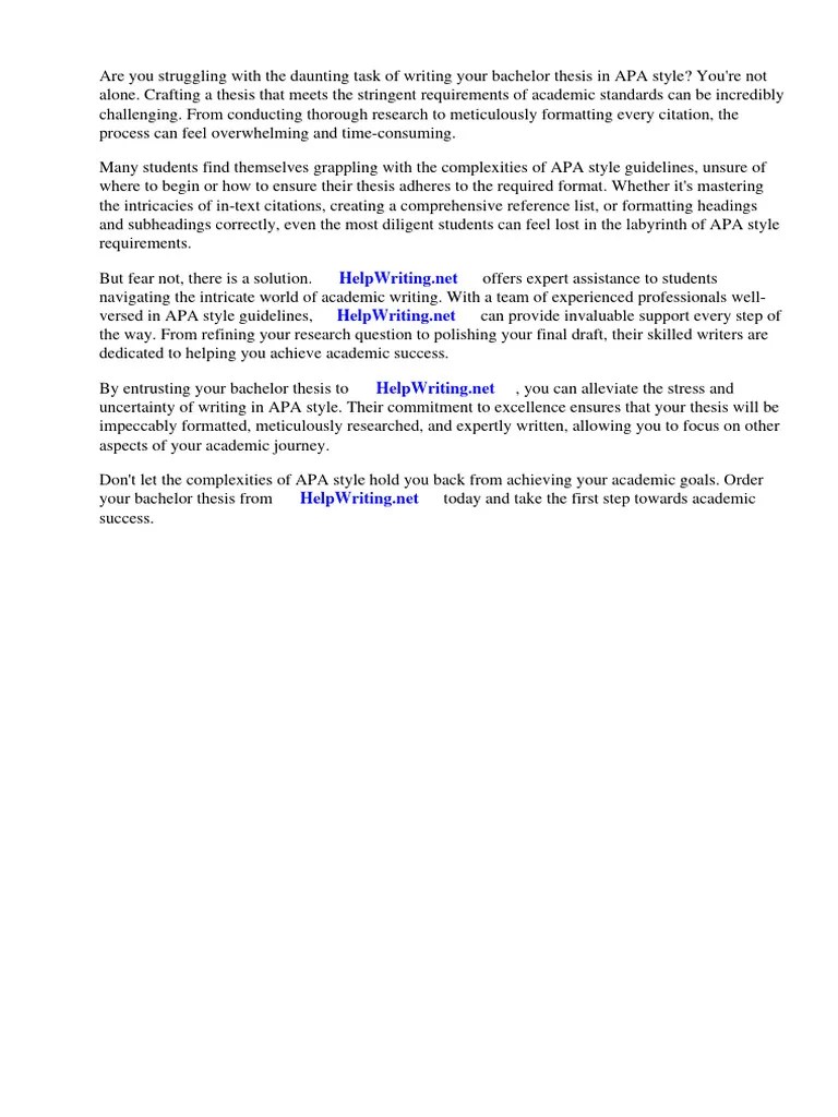Bachelor Thesis Apa Style Example | PDF | Thesis | Apa Style