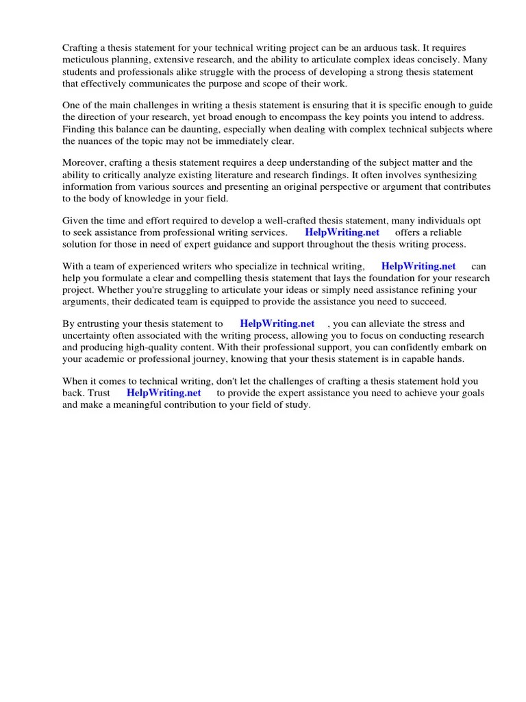 Thesis Statement Technical Writing | PDF | Essays | Thesis