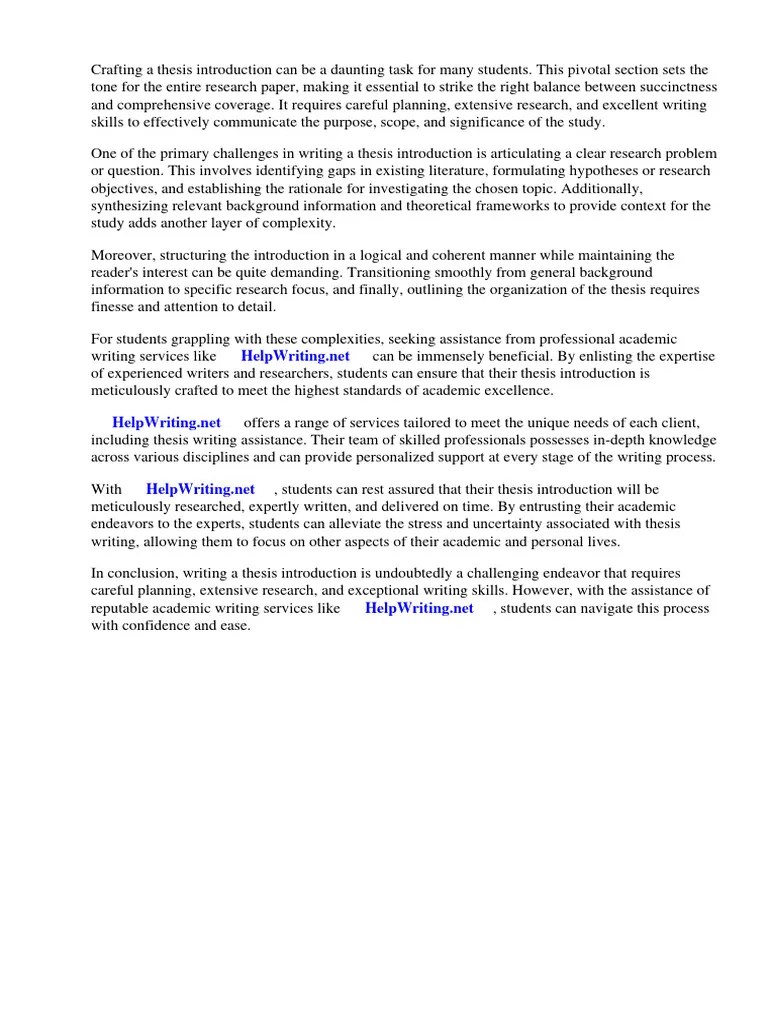 How To Write Thesis Introduction PDF | PDF | Essays | Thesis