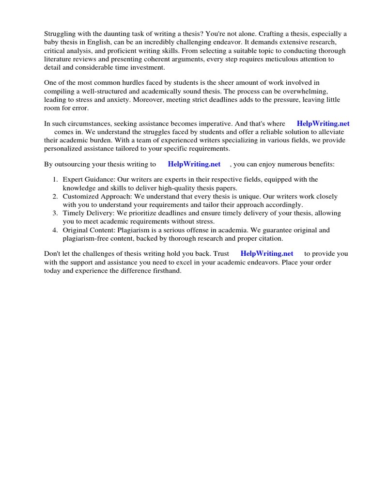 Baby Thesis In English Sample | PDF | Thesis | Advertising