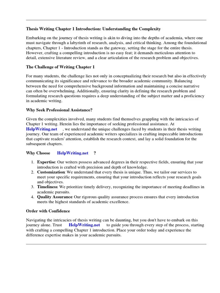 Thesis Writing Chapter 1 Introduction | PDF | Thesis | Information