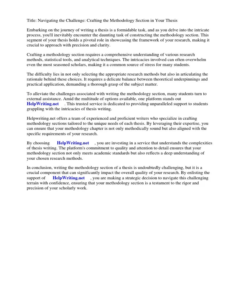 How To Write Methodology In Thesis | PDF | Methodology | Thesis