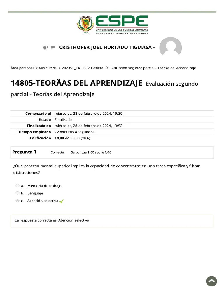 Evaluación Segundo Parcial - Teorías Del Aprendizaje - Revisión Del ...