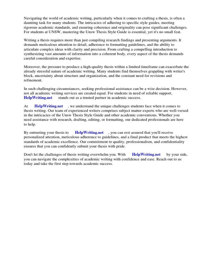 Unsw Thesis Style Guide | Download Free PDF | Thesis | Apa Style