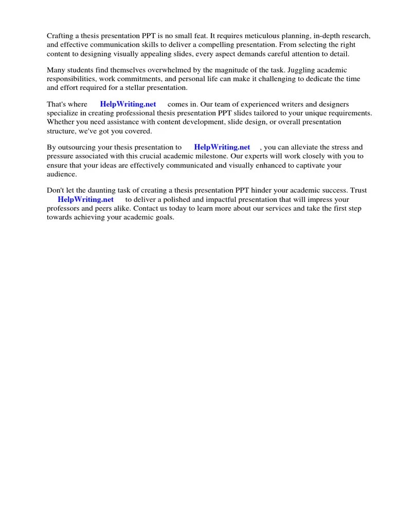 Thesis Presentation PPT Help | PDF | Thesis | Microsoft Power Point