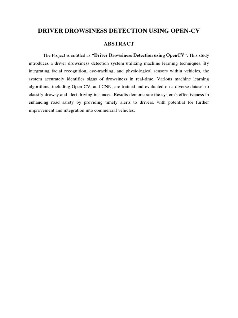 Driver Drowsiness Detection Using Opencv | PDF | Machine Learning ...