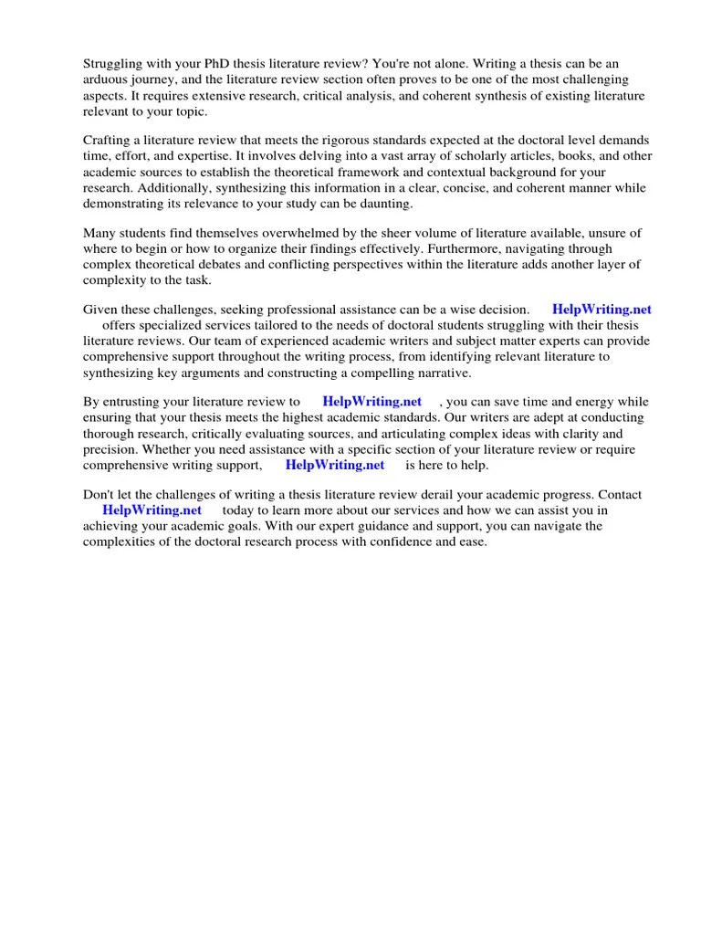 How To Write A PHD Thesis Literature Review | PDF | Thesis | Literature Review