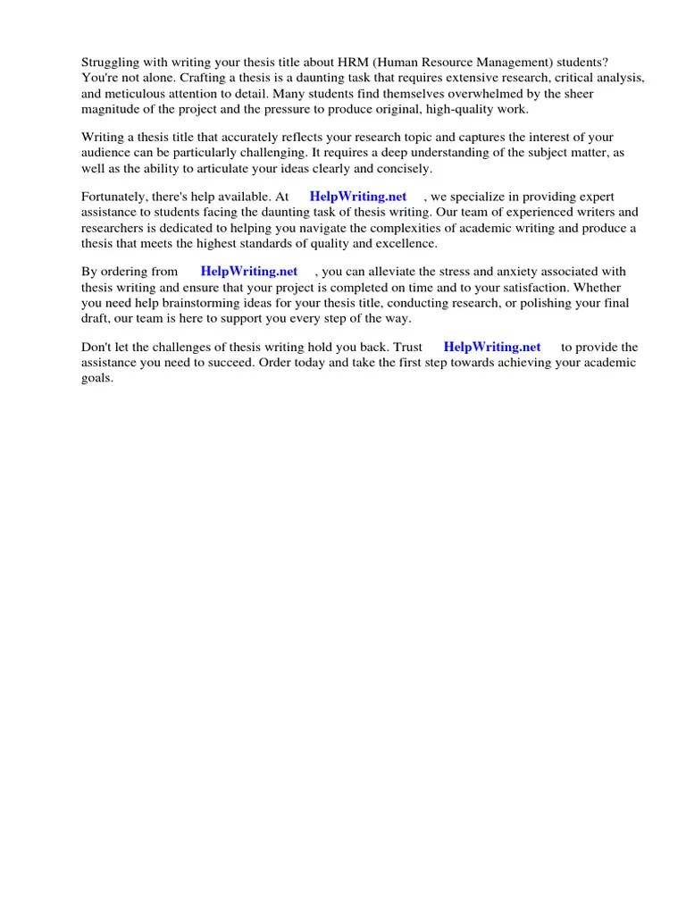 Thesis Title About HRM Students | PDF | Human Resource Management | Thesis