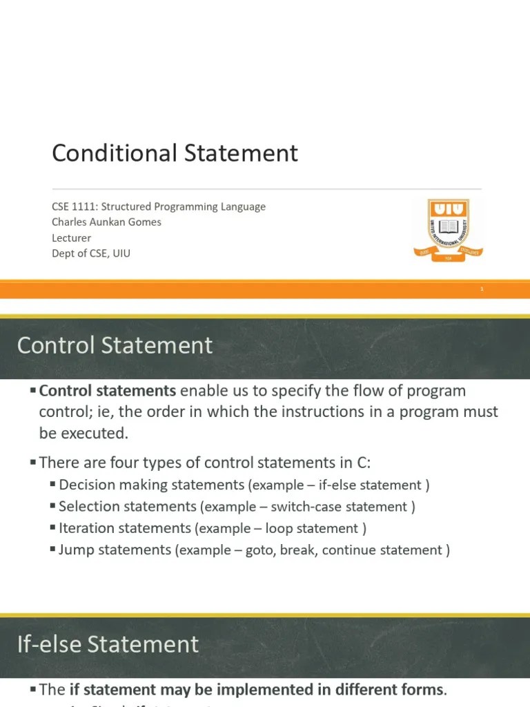 Conditional Statements | PDF | Control Flow | Software Development